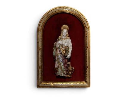 EUGENIO PATTARINO (Firenze, 1885 - 1971) 
San Giovanni Evangelista anni '50/60
 37 x 14 x 8 cm