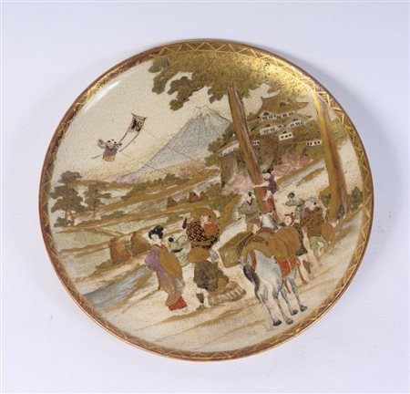  
Piatto in ceramica Satsuma  periodo Meiji
 diametro 17 x 2, 5 cm