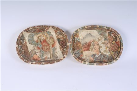  
Lotto di due vasche in porcellana policroma periodo Meiji
 20 x 4,5 x 15 cm