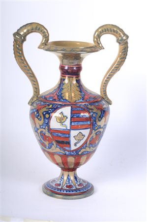  
Vaso ad anfora in ceramica a lustro seconda metà XX secolo
 29,5 x 9 cm