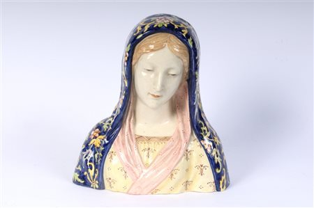  
Madonna, scultura in ceramica a tutto tondo manifattura italiana, primo quarto XX secolo
 22 x 20 x 11 cm