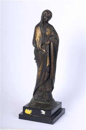 MARIA ELENA TORRICELLI (XX secolo - ) 
"Vergine con il giglio" 1937
 altezza del solo bronzo h 38 cm ; con la doppia base h 43 cm