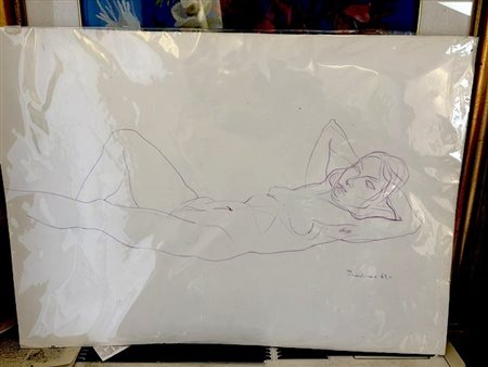 SALVATORE  PROVINO (Bagheria, 1943 - ) 
Nudo di donna, disegno a pennarello 
 51 x 70 cm