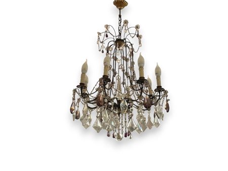  
Lampadario in sospensione ad otto luci metà XX secolo
 100 x 60 cm