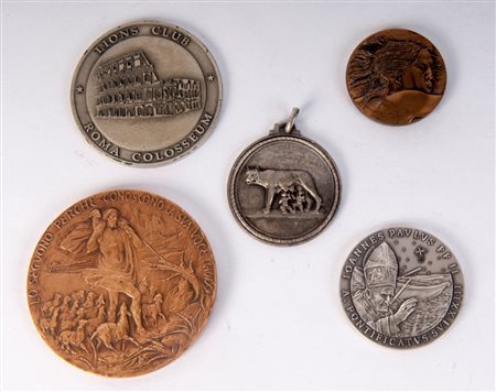  
Lotto di cinque medaglie commemorative seconda metà XX secolo
 