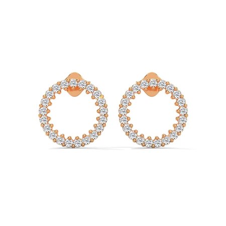 ORECCHINI PENDENTI CIRCOLARI IN ORO ROSA 14K CON DIAMANTI LAB GROWN DA 0,42 CT TOTALE - DOC-0014535-0001