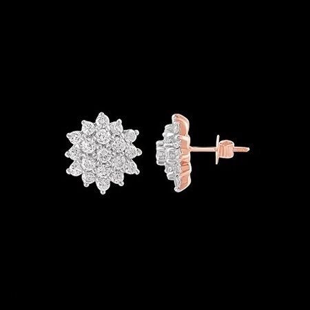 ORECCHINI A LOBO IN ORO ROSA 14K CON DIAMANTI DI LABORATORIO 0.14 CT DOC-13577-0008