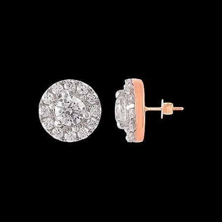 ORECCHINI A LOBO IN ORO ROSA 14K CON DIAMANTI DI LABORATORIO 0,40 CT - DOC-0013697-0008