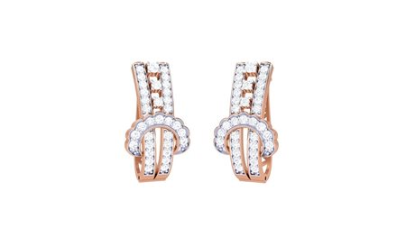 ORECCHINI PENDENTI IN ORO ROSA 14K CON DIAMANTI NATURALI DA 0,49 CT TOTALE - DOC-0014016-0033