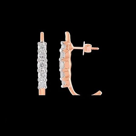ORECCHINI A LOBO IN ORO ROSA 14K CON DIAMANTI NATURALI 0.09 CT - DOC-0013562-0005