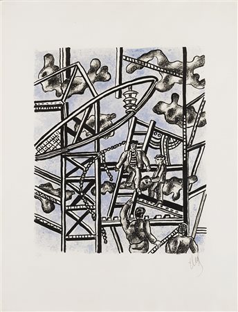 Fernand Leger (Argentan 1881 - Gif Sur Ivette 1955) - "Les Constructeurs"...
