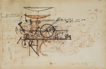 Jean Tinguely (Friburgo 1925 - Berna 1991) - "Studio per la scultura...