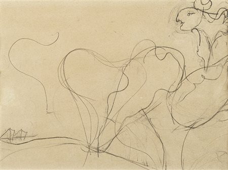 Osvaldo Licini (Monte Vidon Corrado 1894 - 1958) - "Amalassunta 44" (recto) e...