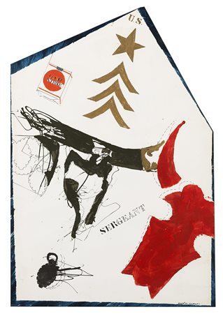 Franco Angeli (Roma 1935 - 1988) - "Sergeant" 1967 smalto e tecnica mista su...