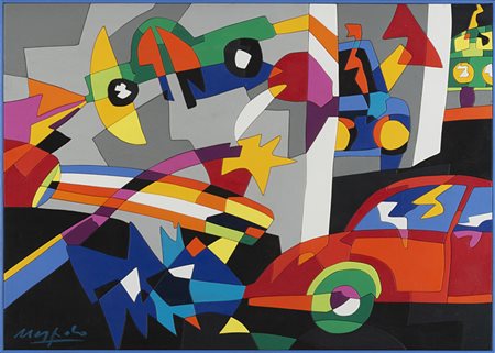 Ugo Nespolo (Mosso Santa Maria 1941) - "Guizzi al museo" 1988 acrilici su...