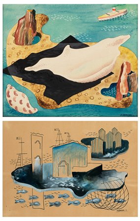 Cesare Andreoni (Milano 1903 - 1961) - Lotto di cinque opere: - "Astratto...