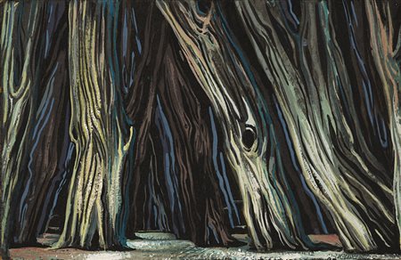 Enrico Prampolini (Modena 1894 - Roma 1956) - "Foresta" 1920 tempera su...