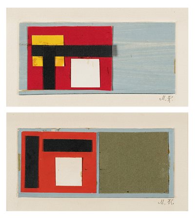 Mario Radice (Como 1898 - 1987) - "Senza titolo" 1979 due tempere e collage...