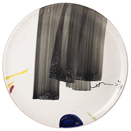 Chin Hsiao (Shanghai 1935) - "Senza titolo" piatto in ceramica smaltata,...