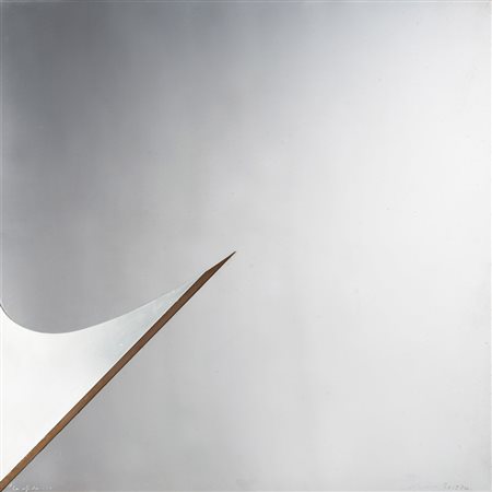 Chin Hsiao (Shanghai 1935) - "La sfida 14" 1974 rilievo in acciaio, cm 60x60...