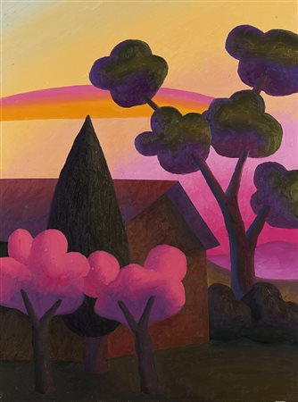 Salvo (Leonforte 1947 - Torino 2015) - "Una sera" olio su tela, cm 80x60...