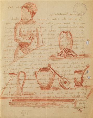 Mario Tozzi (Fossombrone 1895 - St. Jean du Gard 1979) - "Puttino e oggetti...