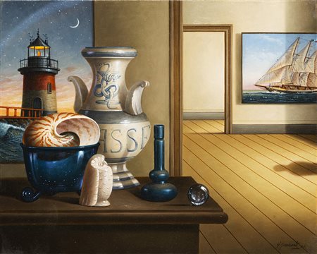 Antonio Nunziante (Napoli 1956) - "Interno silente" 2006 olio su tela, cm...