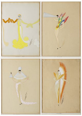 Erté (San Pietroburgo 1892 - Parigi 1990) - Lotto composto da 8 disegni,...