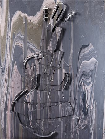 Arman (Nizza 1928 - New York 2005) - "Senza titolo" 1998 acrilico e chitarra...