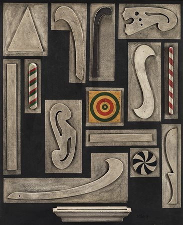 Lucio Del Pezzo (Napoli 1933) - "Tavola sinottica" 1964 tecnica mista e...