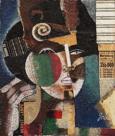 Franco Gentilini (Faenza 1909 - Roma 1981) - "Testa di ragazza" 1968 olio e...