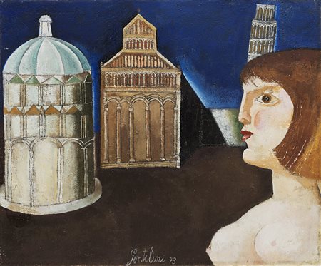 Franco Gentilini (Faenza 1909 - Roma 1981) - "Ragazza nella piazza dei...