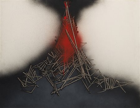 Emilio Scanavino (Genova 1922 - Milano 1986) - "Dall'alto" 1982 olio su tela,...