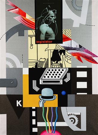 Sergio Sarri (Torino 1938) - "Legislator" 2004 acrilico su tela, cm 100x74...
