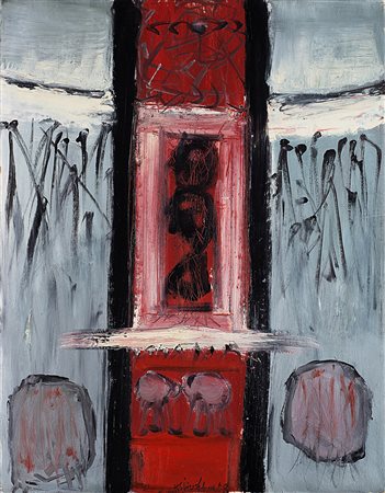 Chin Hsiao (Shanghai 1935) - "Senza titolo" 1959 olio su tela, cm 77x60...