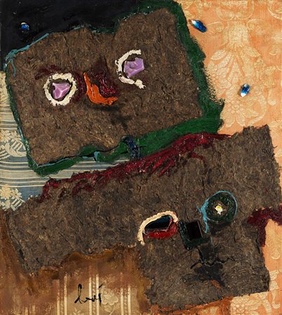 Enrico Baj (Milano 1924 - Vergiate 2003) - "Due personaggi" 1959 tecnica...