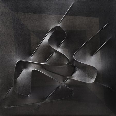 Agostino Bonalumi (Vimercate 1935 - 2013) - "Nero" 2001 acrilico su tela...