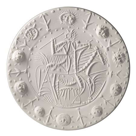 Pablo Picasso (Malaga 1881 - Mougins 1973) - "Faune cavalier" 1956 piatto in...