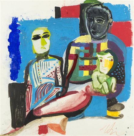 Sandro Chia, Firenze 1946 - , Senza titolo , Tecnica mista su cartoncino, cm....