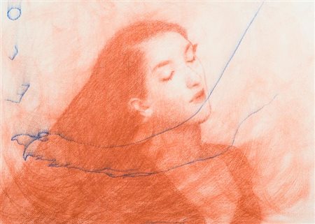 Omar Galliani, Montecchio Emilia (Re) 1954 - , Figura , Pastelli policromi su...