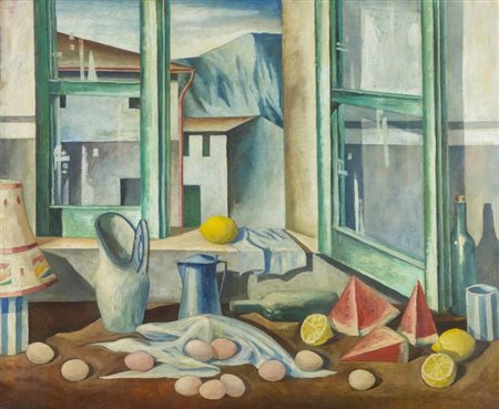 Marcello Scuffi, Tizzana (Pt) 1948 - , Por mon amour , Olio su tela di juta,...