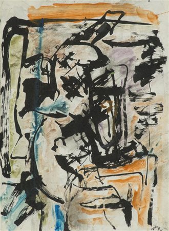 Emilio Vedova, Venezia 1919 - 2006, Senza titolo 1961, Tecnica mista su carta...