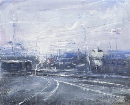 Riccardo Luchini, Milano 1949 - , Viareggio scalo , Olio su tela, cm. 40x50,...