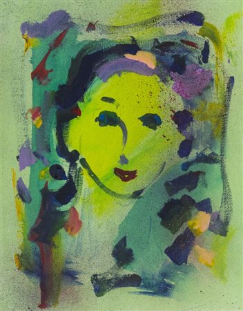 Ernesto Treccani, Milano 1920 - 2009, Volto , Olio su tela, cm. 30x24,...