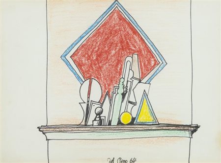 Lucio del Pezzo, Napoli 1933 - , Senza titolo 1964, Pastelli policromi su...