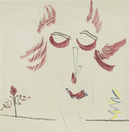 Sergio Dangelo, Milano 1932 - , Figlia del vento , Ceramica dipinta e incisa,...