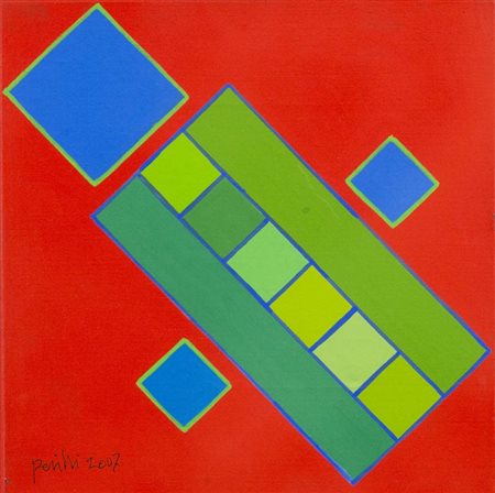 Achille Perilli, Roma 1927 - , Pang 2007, Tecnica mista su tela, cm. 20x20,...
