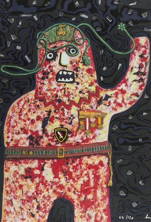 Enrico Baj, Milano 1924 - 2003, Generale 1961, Serigrafia polimaterica su...