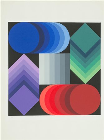 Victor Vasarely, Pecs 1906 - Parigi 1997, Senza titolo , Serigrafia su carta,...