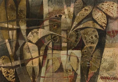 Giuseppe De Gregorio, Spoleto 1920 - 2007, Alghe , Olio su cartone, cm....